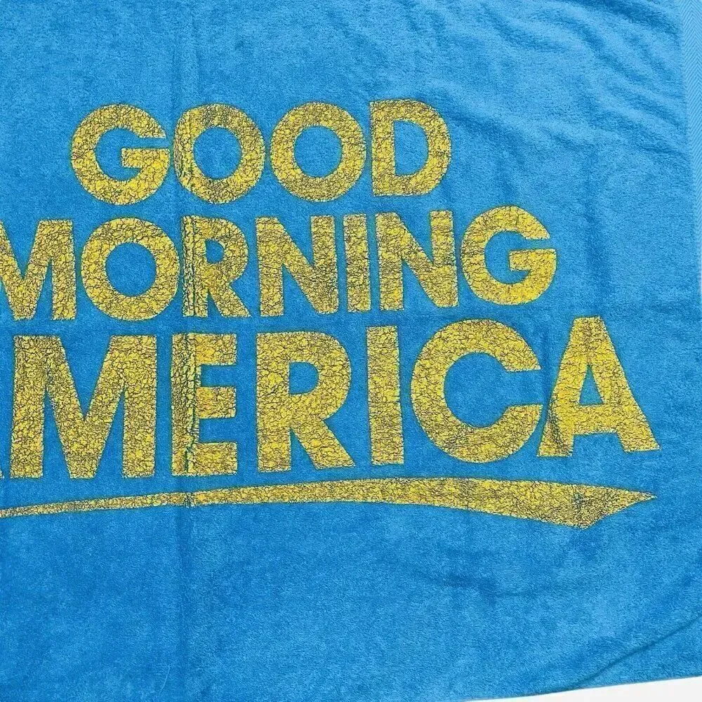RARE Good Morning America Blue Cotton Beach Towel 60 x 35 ABC Logo Terry Town